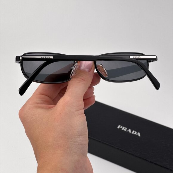 Prada PRB54S Polarized Sunglasses – Black Rectangle Frame Grey | Model 1AB5Z1 - Picture 2 of 11